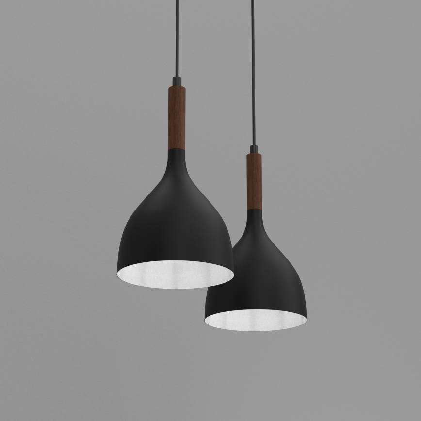 Kattokruunu johdossa NOAK WOOD 2xE27/15W/230V musta/pyökki