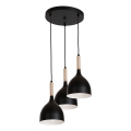 Kattokruunu johdossa NOAK WOOD 3xE27/15W/230V musta/pyökki