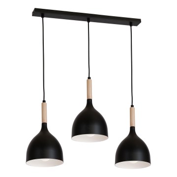 Kattokruunu johdossa NOAK WOOD 3xE27/15W/230V musta/pyökki