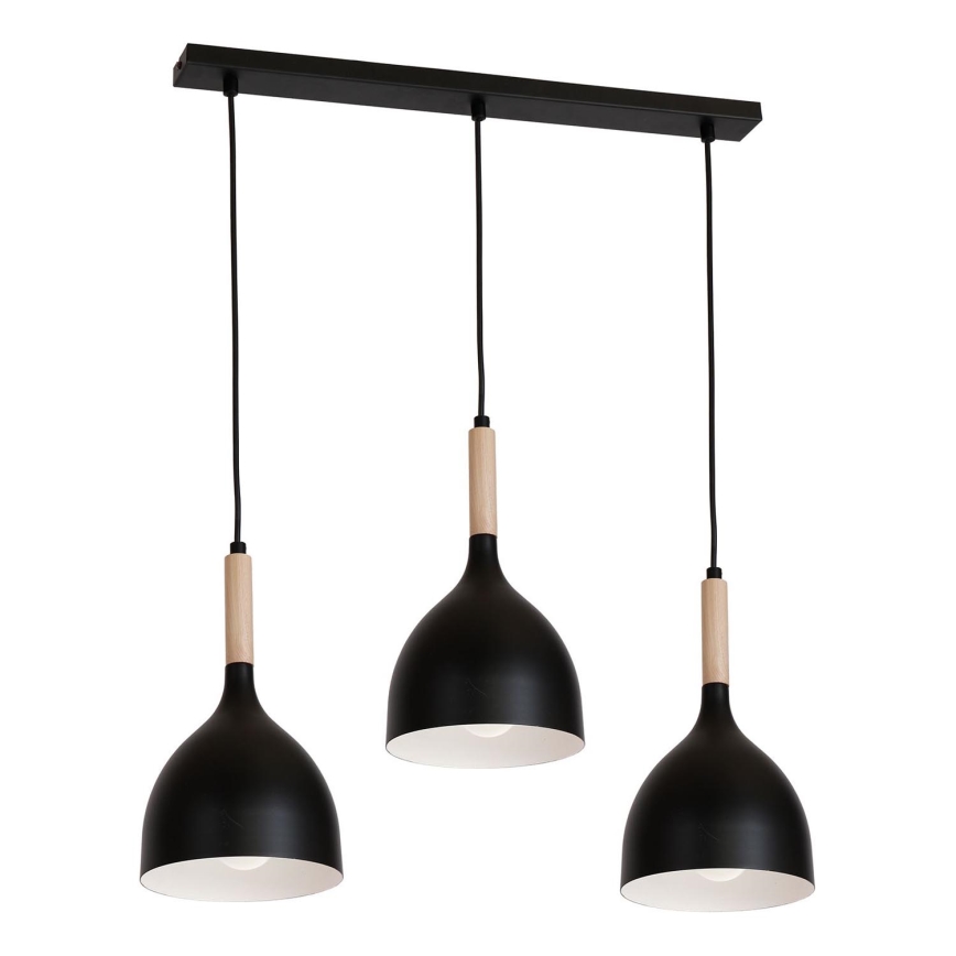 Kattokruunu johdossa NOAK WOOD 3xE27/15W/230V musta/pyökki