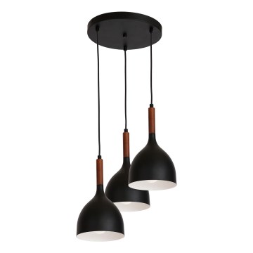 Kattokruunu johdossa NOAK WOOD 3xE27/15W/230V musta/pyökki