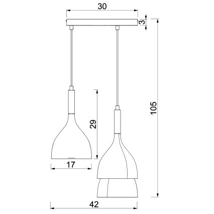 Kattokruunu johdossa NOAK WOOD 3xE27/15W/230V musta/pyökki