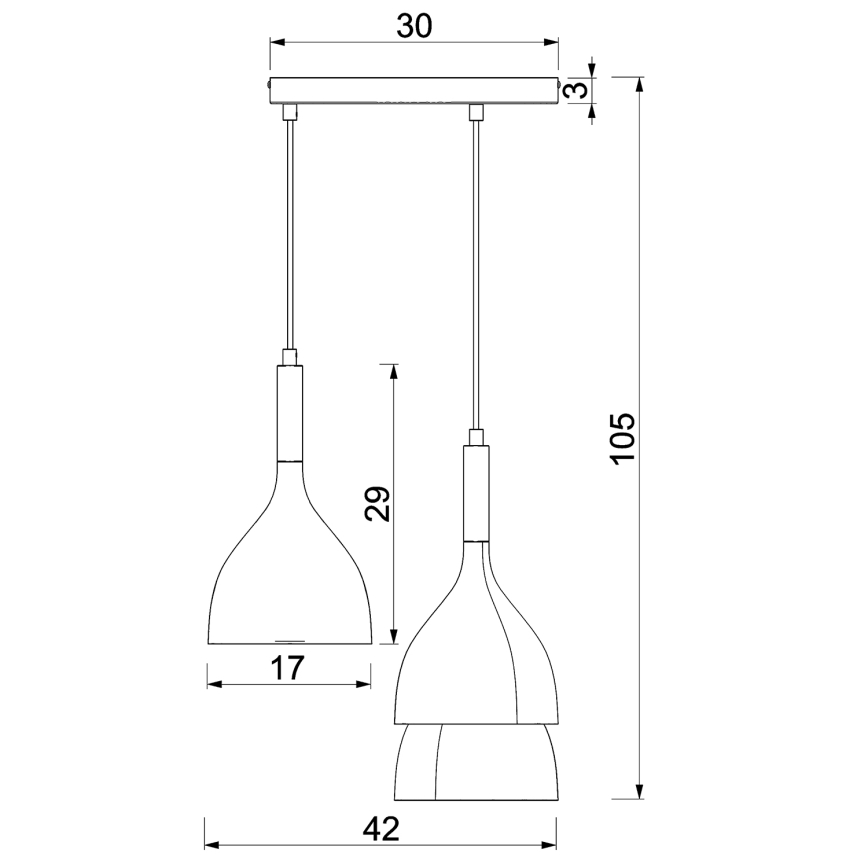 Kattokruunu johdossa NOAK WOOD 3xE27/15W/230V musta/pyökki