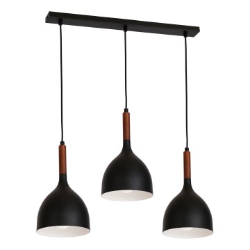 Kattokruunu johdossa NOAK WOOD 3xE27/15W/230V musta/pyökki