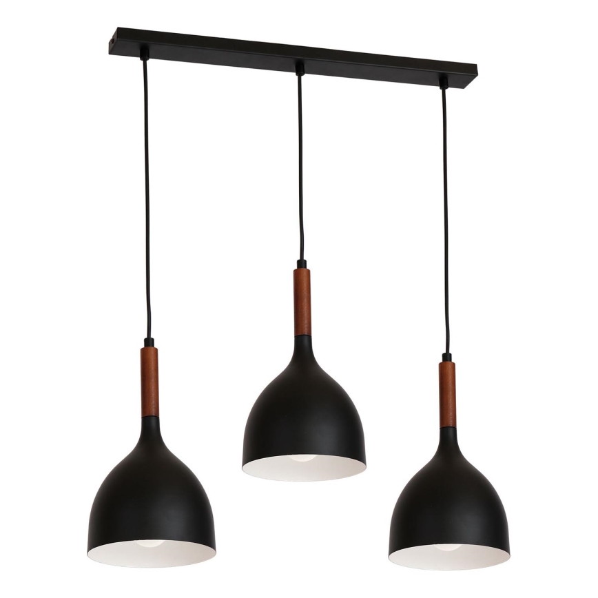 Kattokruunu johdossa NOAK WOOD 3xE27/15W/230V musta/pyökki