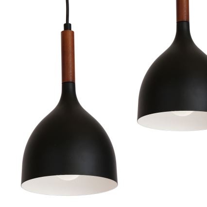 Kattokruunu johdossa NOAK WOOD 3xE27/15W/230V musta/pyökki