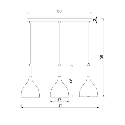 Kattokruunu johdossa NOAK WOOD 3xE27/15W/230V musta/pyökki