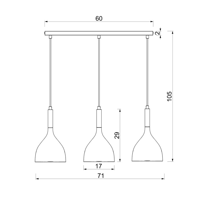 Kattokruunu johdossa NOAK WOOD 3xE27/15W/230V musta/pyökki