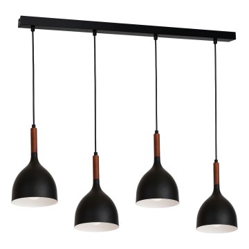 Kattokruunu johdossa NOAK WOOD 4xE27/15W/230V musta/pyökki