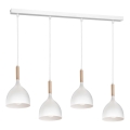 Kattokruunu johdossa NOAK WOOD 4xE27/15W/230V valkoinen/pyökki