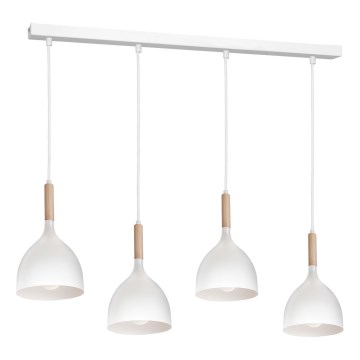 Kattokruunu johdossa NOAK WOOD 4xE27/15W/230V valkoinen/pyökki