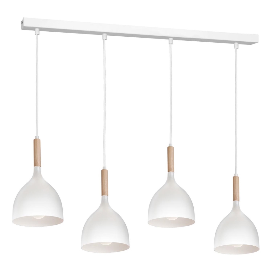 Kattokruunu johdossa NOAK WOOD 4xE27/15W/230V valkoinen/pyökki