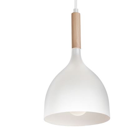 Kattokruunu johdossa NOAK WOOD 4xE27/15W/230V valkoinen/pyökki