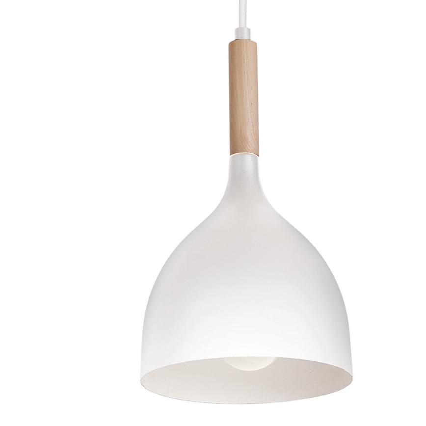 Kattokruunu johdossa NOAK WOOD 4xE27/15W/230V valkoinen/pyökki