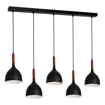 Kattokruunu johdossa NOAK WOOD 5xE27/15W/230V musta/pyökki