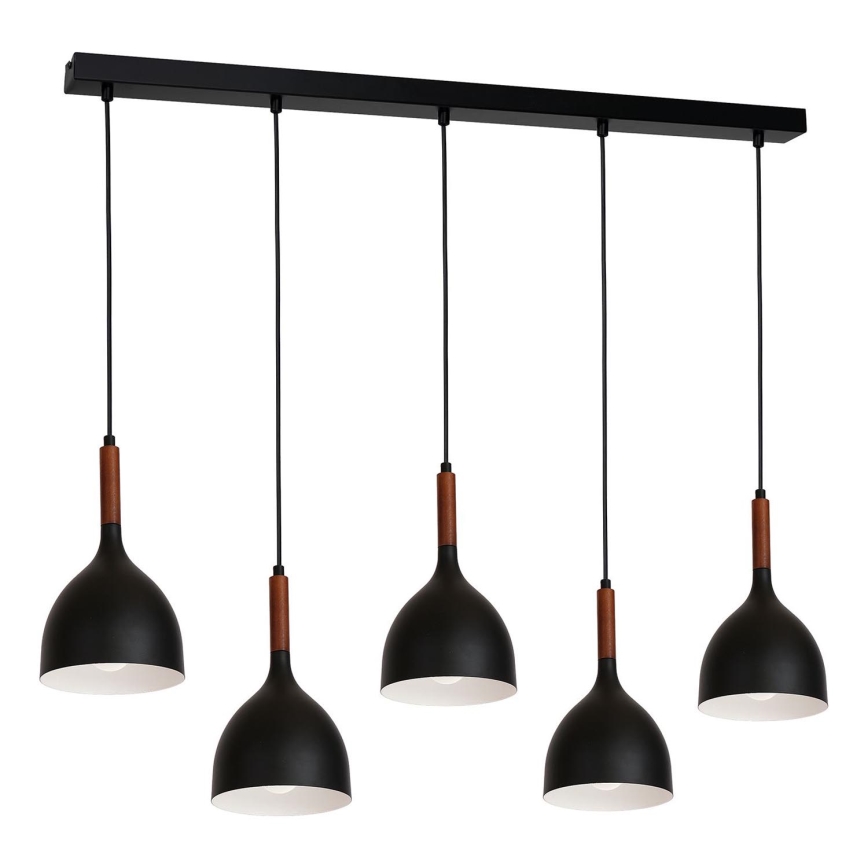 Kattokruunu johdossa NOAK WOOD 5xE27/15W/230V musta/pyökki