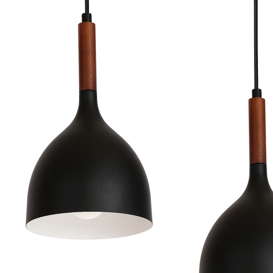Kattokruunu johdossa NOAK WOOD 5xE27/15W/230V musta/pyökki