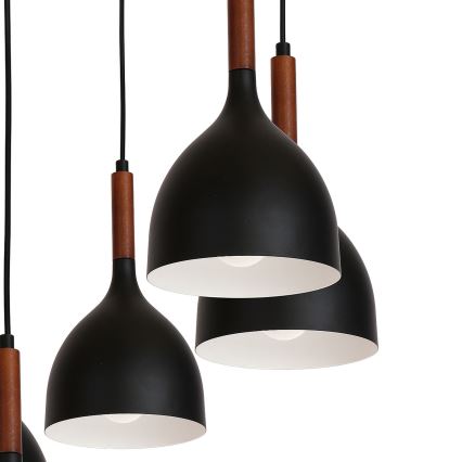 Kattokruunu johdossa NOAK WOOD 5xE27/15W/230V musta/pyökki