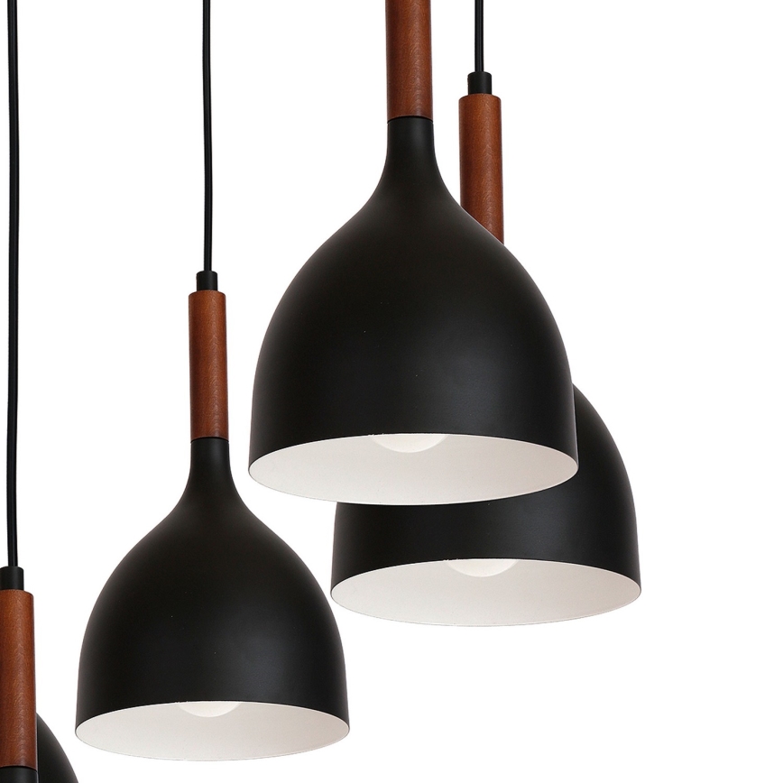 Kattokruunu johdossa NOAK WOOD 5xE27/15W/230V musta/pyökki