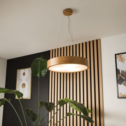 Kattokruunu johdossa OAK 3xE27/60W/230V tammi ø 47,5 cm - FSC sertifioitu