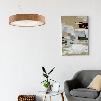 Kattokruunu johdossa OAK 3xE27/60W/230V tammi ø 47,5 cm - FSC sertifioitu