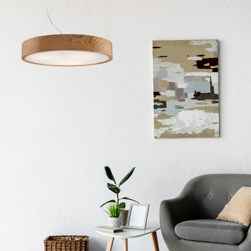 Kattokruunu johdossa OAK 3xE27/60W/230V tammi ø 47,5 cm - FSC sertifioitu