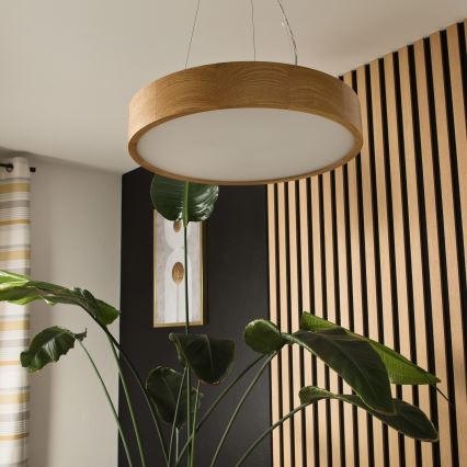 Kattokruunu johdossa OAK 3xE27/60W/230V tammi ø 47,5 cm - FSC sertifioitu