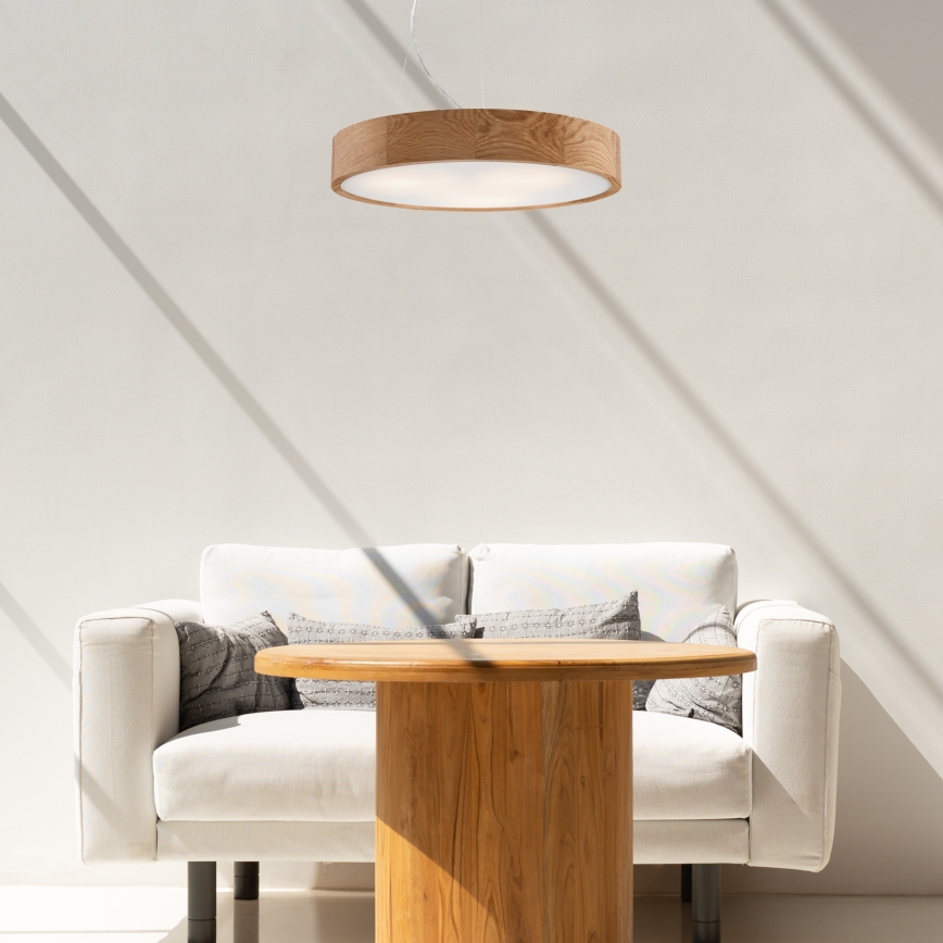 Kattokruunu johdossa OAK 3xE27/60W/230V tammi ø 47,5 cm - FSC sertifioitu