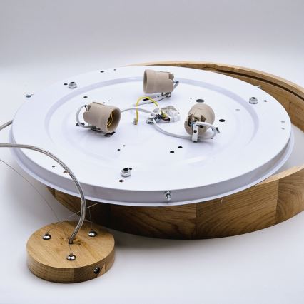 Kattokruunu johdossa OAK 3xE27/60W/230V tammi ø 47,5 cm - FSC sertifioitu