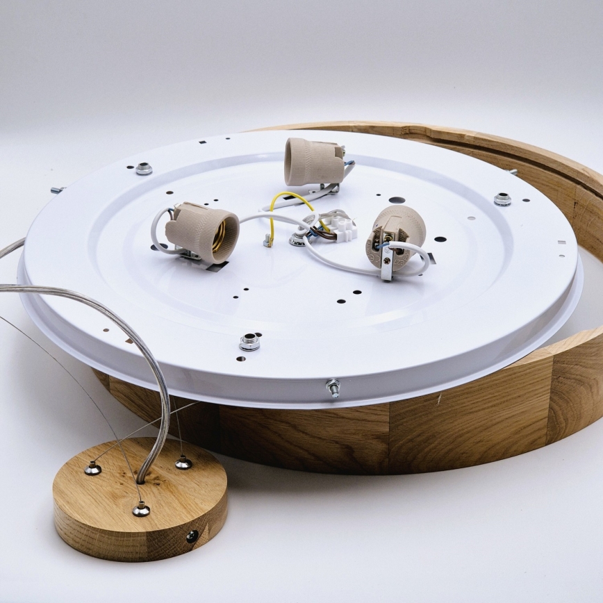 Kattokruunu johdossa OAK 3xE27/60W/230V tammi ø 47,5 cm - FSC sertifioitu