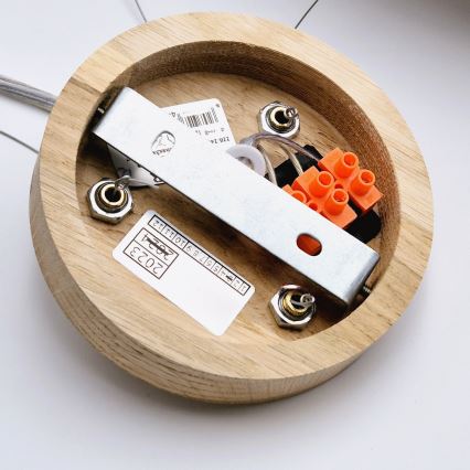 Kattokruunu johdossa OAK 3xE27/60W/230V tammi ø 47,5 cm - FSC sertifioitu