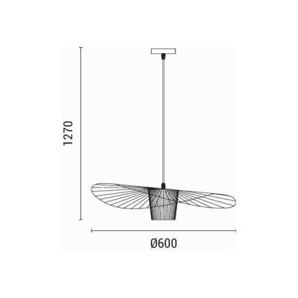 Kattokruunu johdossa OGGI 1xE27/40W/230V halkaisija 60 cm musta