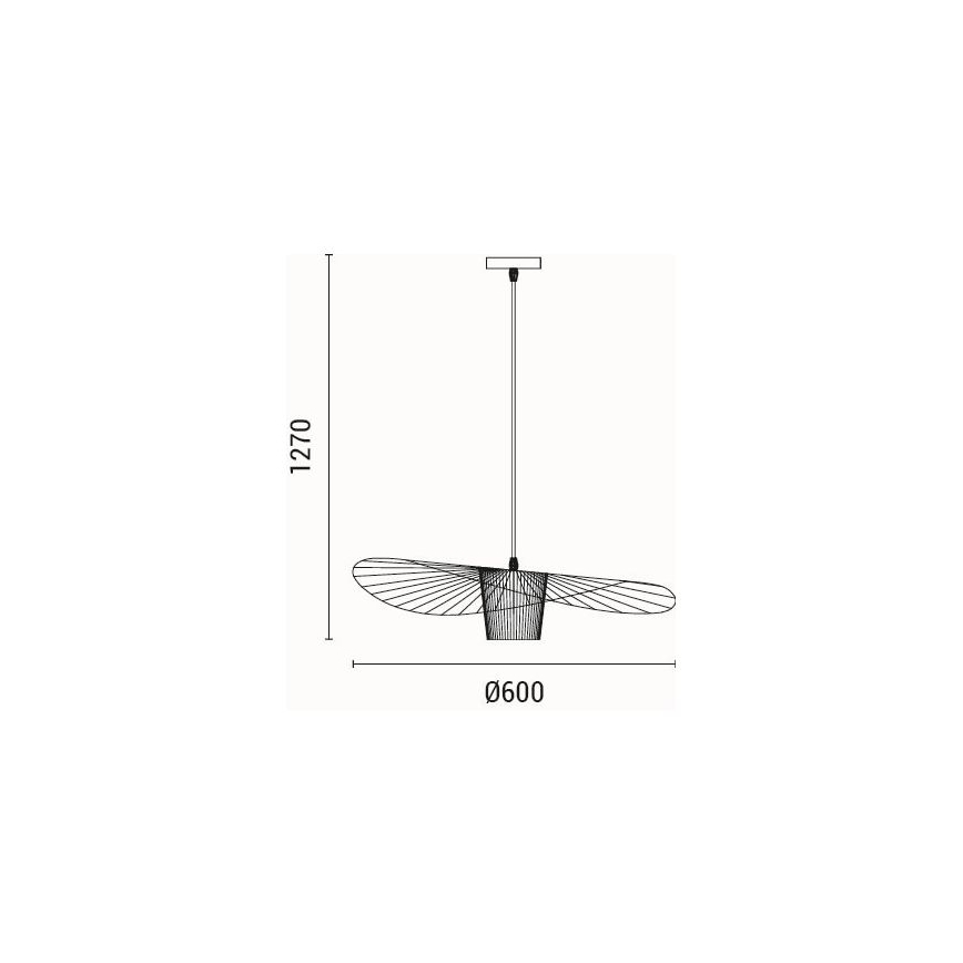 Kattokruunu johdossa OGGI 1xE27/40W/230V halkaisija 60 cm musta