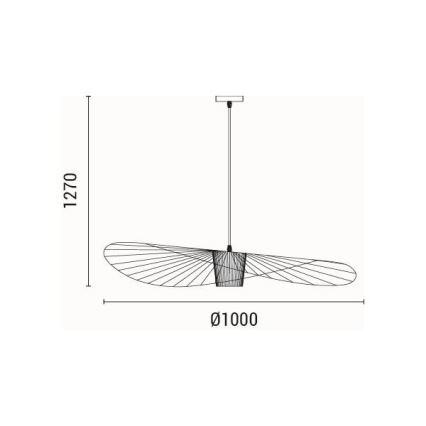 Kattokruunu johdossa OGGI 1xE27/40W/230V halkaisija 100 cm musta