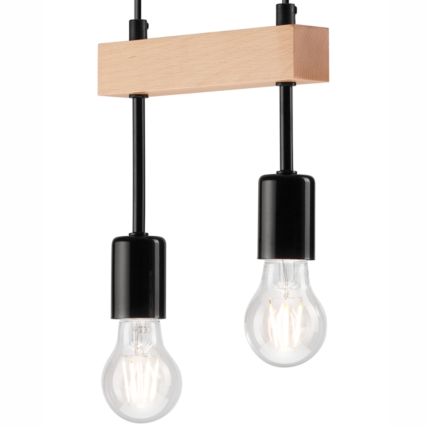 Kattokruunu johdossa ORAZIO 2xE27/60W/230V pyökki - FSC sertifioitu