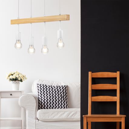 Kattokruunu johdossa ORAZIO 4xE27/60W/230V pyökki - FSC sertifioitu
