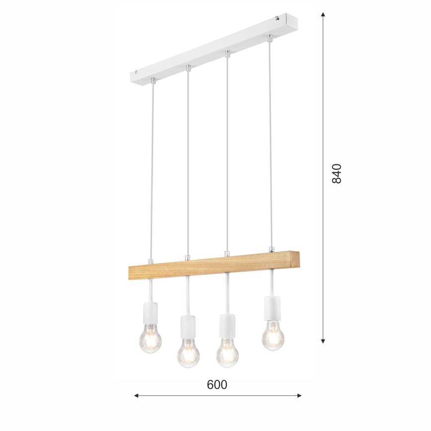 Kattokruunu johdossa ORAZIO 4xE27/60W/230V pyökki - FSC sertifioitu