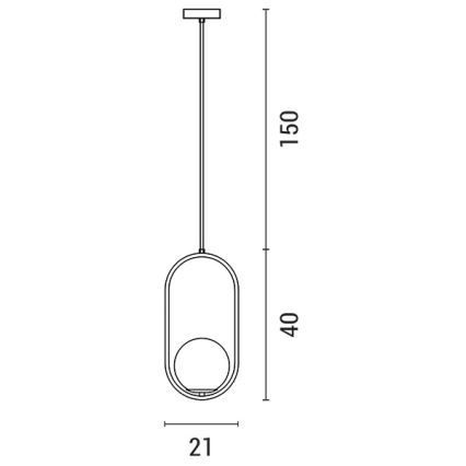 Kattokruunu johdossa ORBA 1xE27/15W/230V messinki