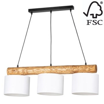 Kattokruunu johdossa PINO MIX 3xE27/40W/230V mänty - FSC-sertifioitu