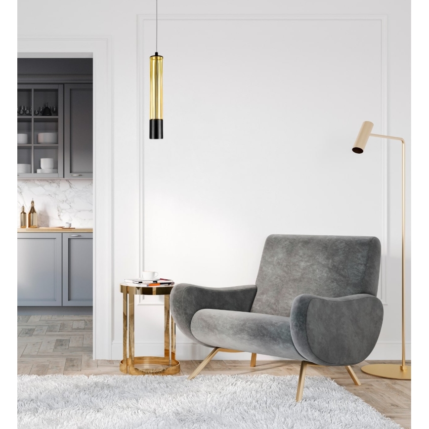 Kattokruunu johdossa PRESCOT 1xGU10/40W/230V kultainen