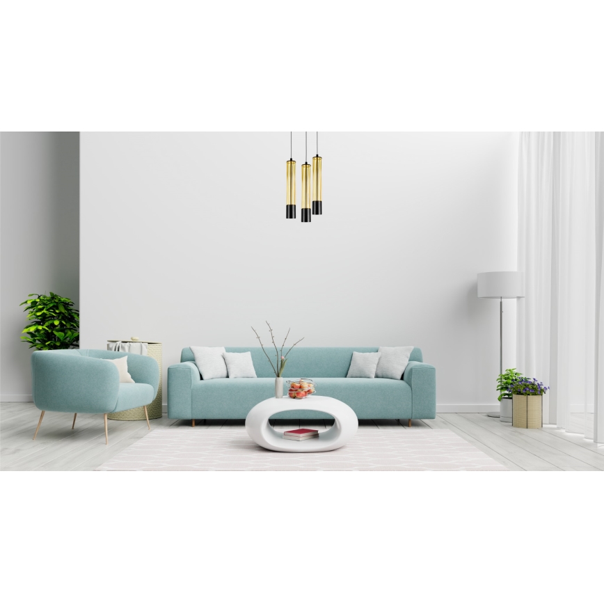 Kattokruunu johdossa PRESCOT 3xGU10/40W/230V kultainen