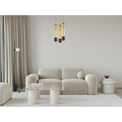 Kattokruunu johdossa PRESCOT 3xGU10/40W/230V kultainen
