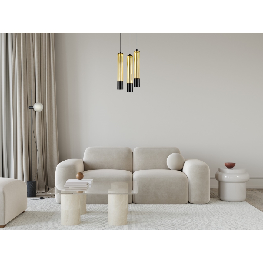 Kattokruunu johdossa PRESCOT 3xGU10/40W/230V kultainen