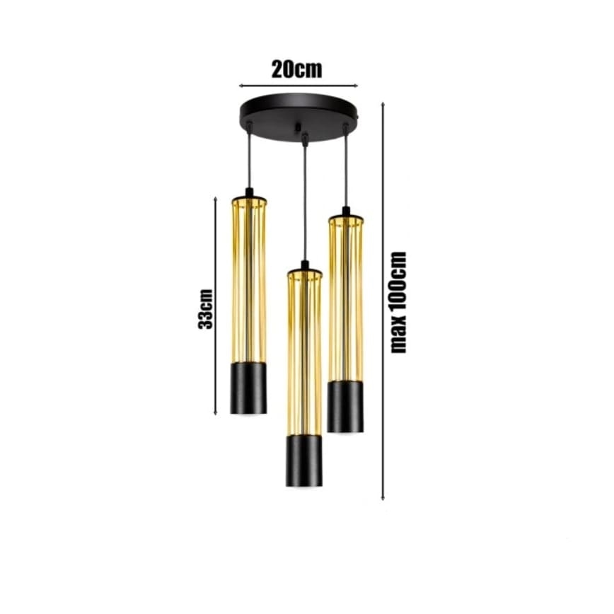Kattokruunu johdossa PRESCOT 3xGU10/40W/230V kultainen