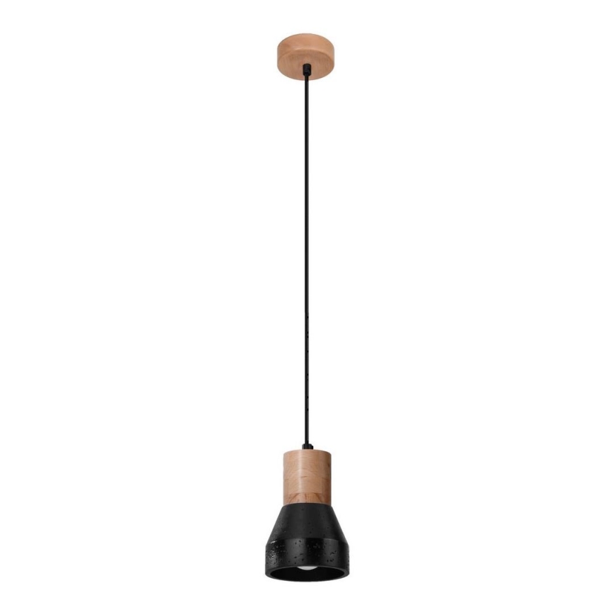Kattokruunu johdossa QUBIC 1xE27/60W/230V betoni/Koivu/pyökki/musta