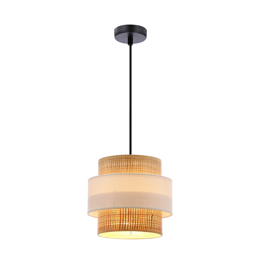 Kattokruunu johdossa RATTAN 1xE27/40W/230V valkoinen/ruskea