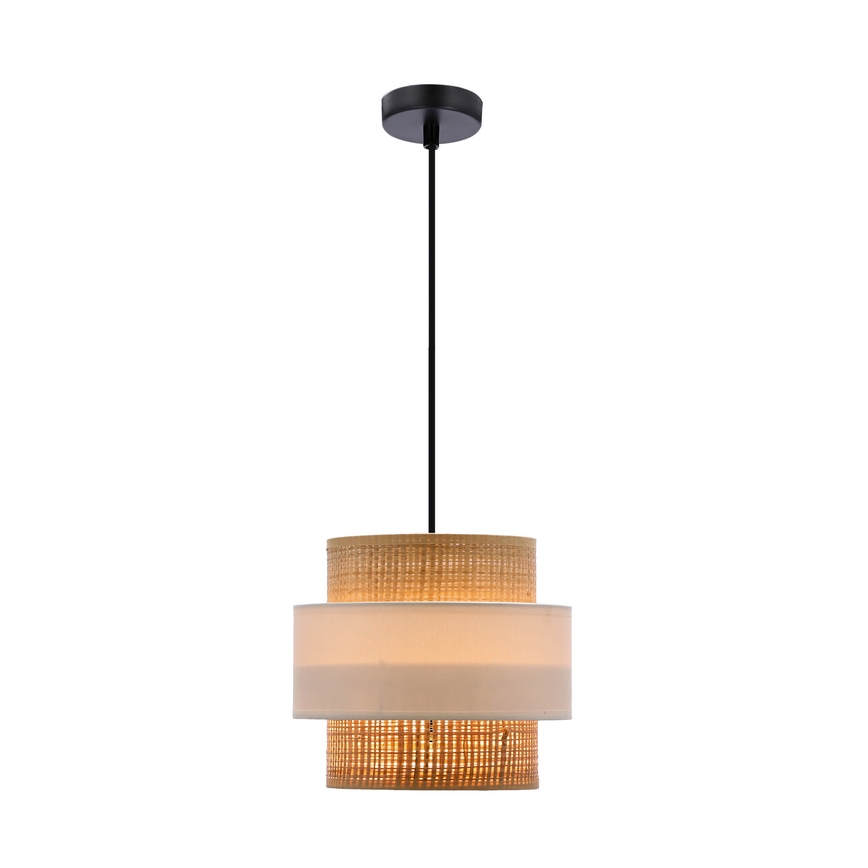 Kattokruunu johdossa RATTAN 1xE27/40W/230V valkoinen/ruskea