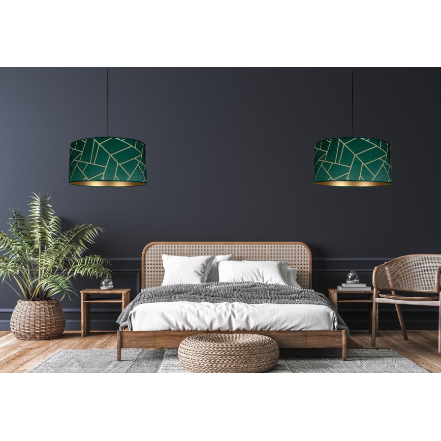 Kattokruunu johdossa RELLA 1xE27/60W/230V vihreä/kulta