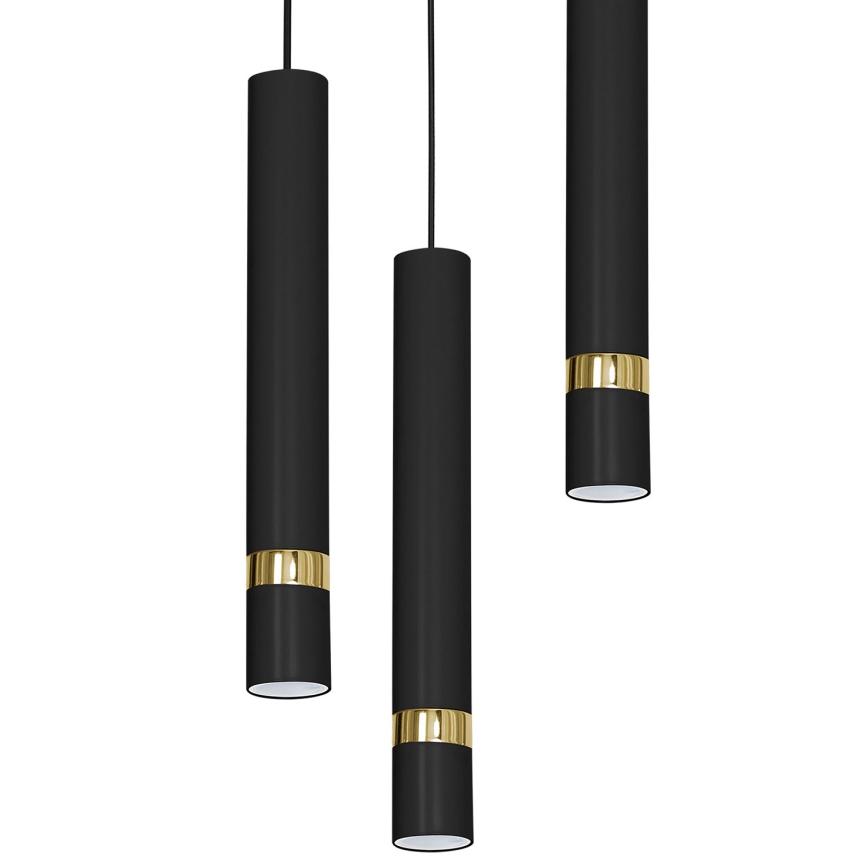Kattokruunu johdossa RENO 3xGU10/8W/230V musta/kulta