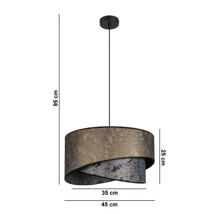 Kattokruunu johdossa REZO 1xE27/60W/230V harmaa/kulta